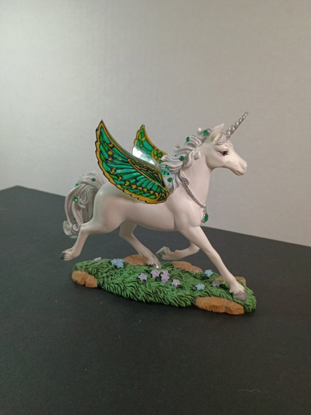 Unicorn Pegasus Hamilton Collection Jeweled Reflections Emerald Enchantment